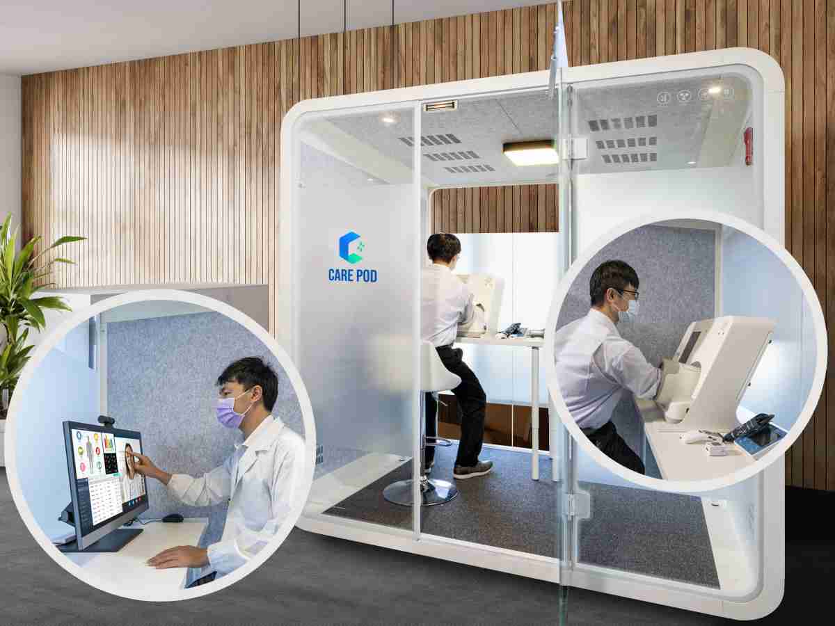 达擎于医疗科技展中展出＂远距诊疗舱＂，，，以因应医疗数字化及社会高龄化趋势下、、复诊及慢性病患等族群对于远距看诊需求逐渐升高所推出的创新整合方案。。多功能合一、、高隐私性的远距诊疗舱可根据病患端与医师端的不同需求，，，提供弹性化及客制化功能，，，节省医生和病患的精力及时间